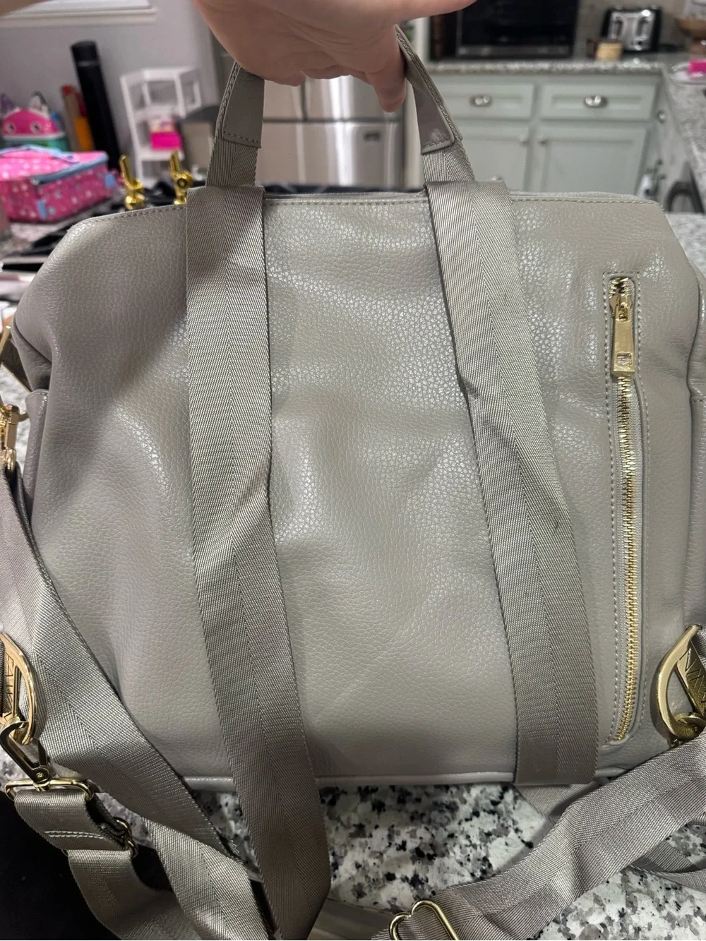 Fawn Design Light Grey Leather Backpack